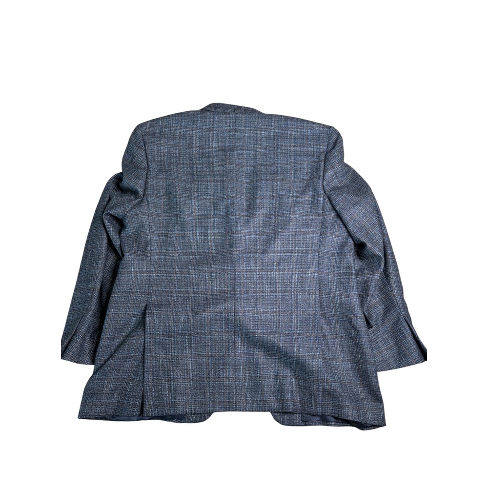 Jos A Bank Reserve Blazer 48L Blue Brown Plaid Wool Made in USA Italian Fabric - Picture 10 of 14